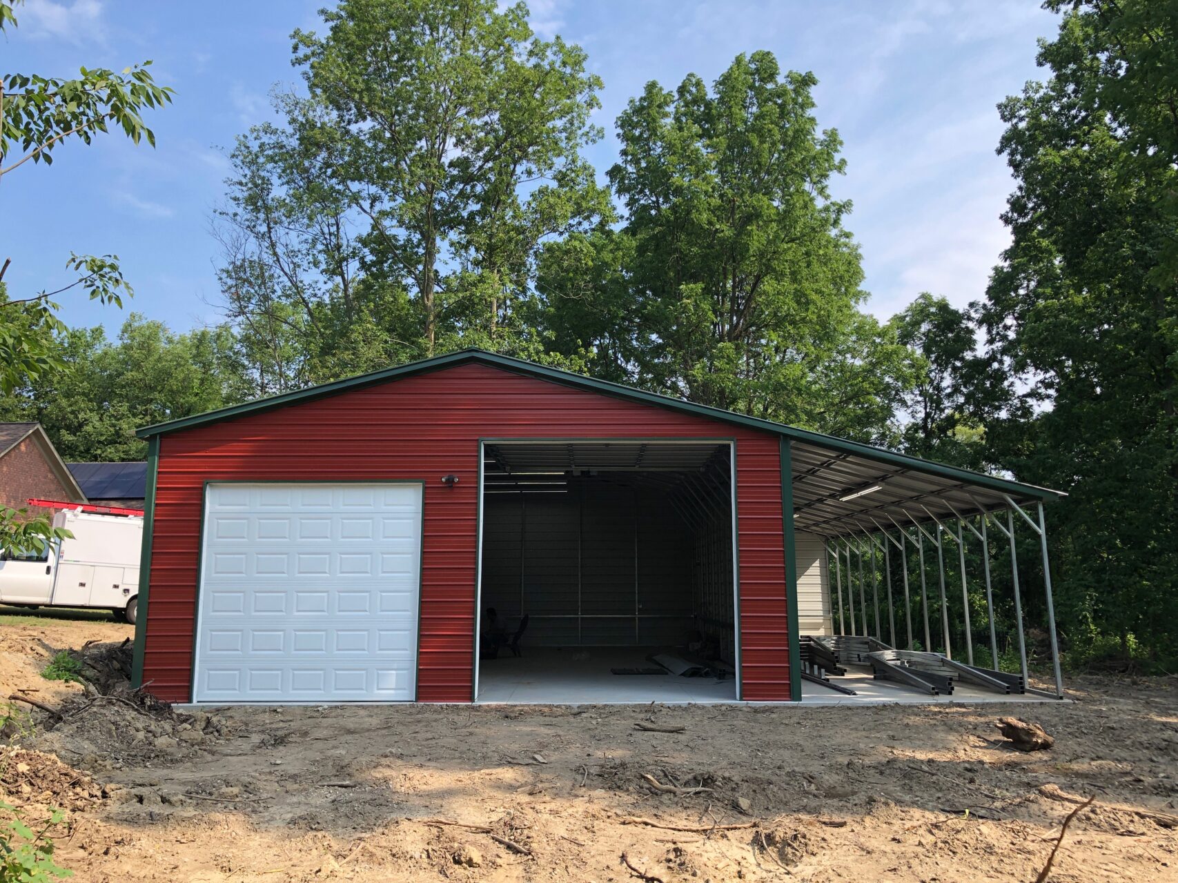 30x40x12 Steel Garage with lean-to in Potter, WI