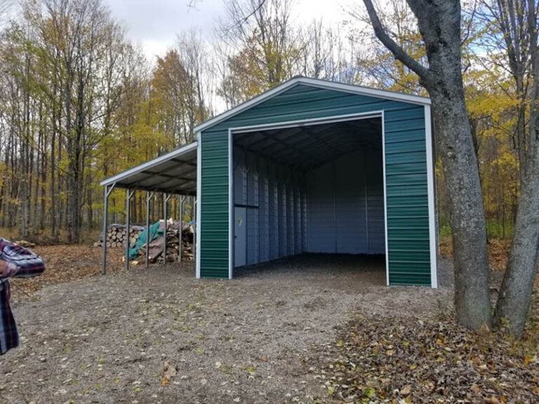 B-03: 30x40x12 Steel Barn w/ Lean-To - Midwest Steel Carports