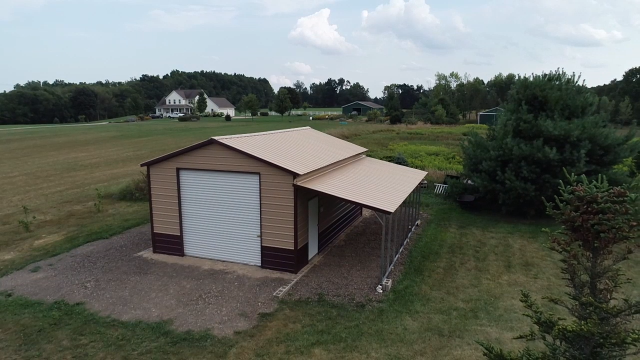 27x25x10 Steel Shed with Lean-to in Rochelle, IL