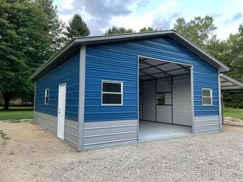 24x30x10 Steel Shed with Lean-to in New Athens, OH