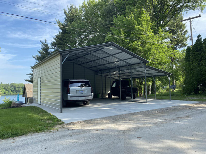 22x25x10 Steel Carport with Lean-To in Lakeview, MI